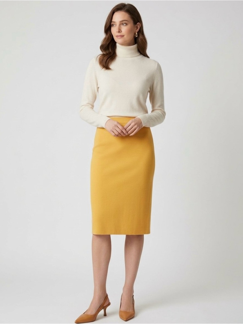 St. John Collection Canary Yellow Santana Knit Pencil Skirt 4 NWT Knee Length
